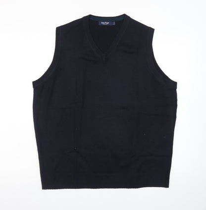 James Pringle Men's Black Acrylic V-Neck Sleeveless Knit Vest M