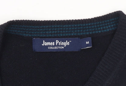 James Pringle Men's Black Acrylic V-Neck Sleeveless Knit Vest M