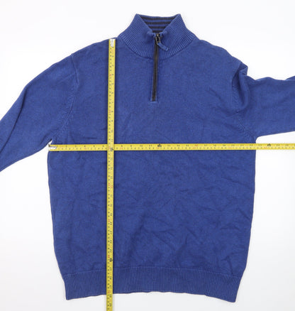 Maine New England Men's Blue Cotton Half Zip Jumper L