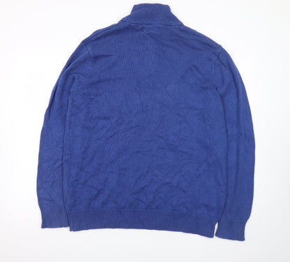 Maine New England Men's Blue Cotton Half Zip Jumper L
