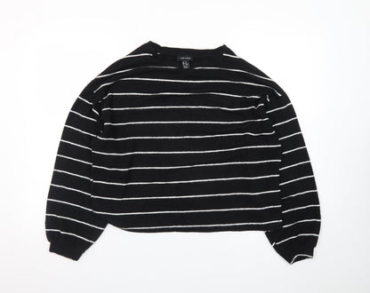 New Look Women's Black Striped Knit Pullover Jumper Size M