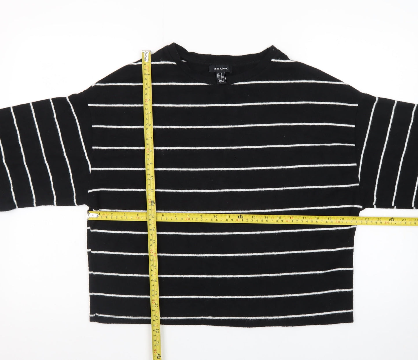 New Look Women's Black Striped Knit Pullover Jumper Size M