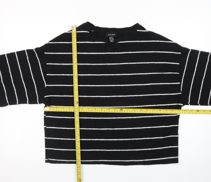 New Look Women's Black Striped Knit Pullover Jumper Size M