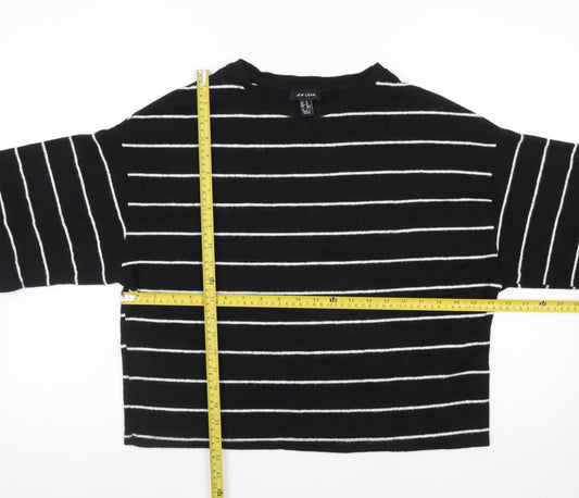 New Look Women's Black Striped Knit Pullover Jumper Size M