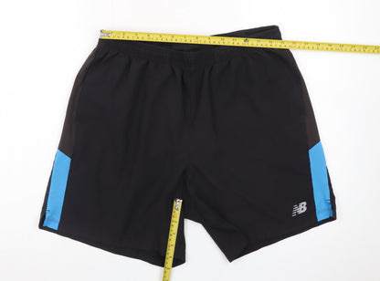 New Balance Men Black L Athletic Running Shorts Quick Dry