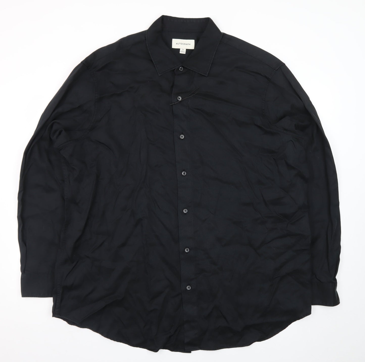 Marks and Spencer Autograph Men's Black 3XL Lyocell Long Sleeve Button-Up Shirt