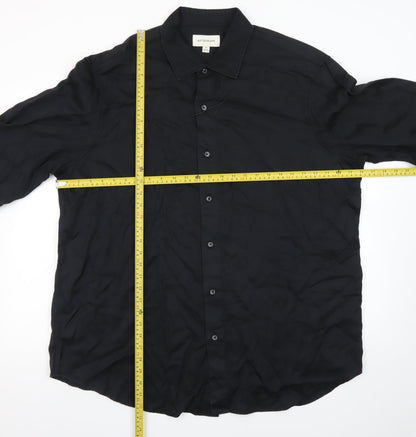 Marks and Spencer Autograph Men's Black 3XL Lyocell Long Sleeve Button-Up Shirt