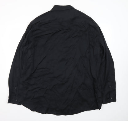 Marks and Spencer Autograph Men's Black 3XL Lyocell Long Sleeve Button-Up Shirt