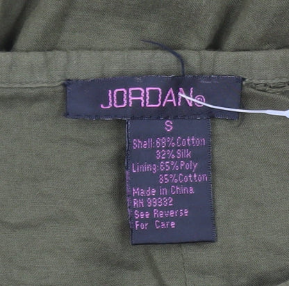 JORDANa Women's Green A-Line Embroidered Cotton Silk Skirt Size S