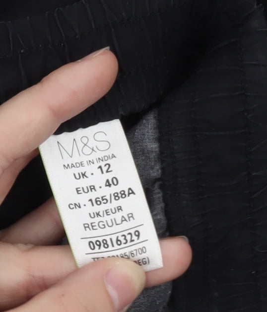 Marks and Spencer Women's Black Cotton Cargo Trousers Size 12