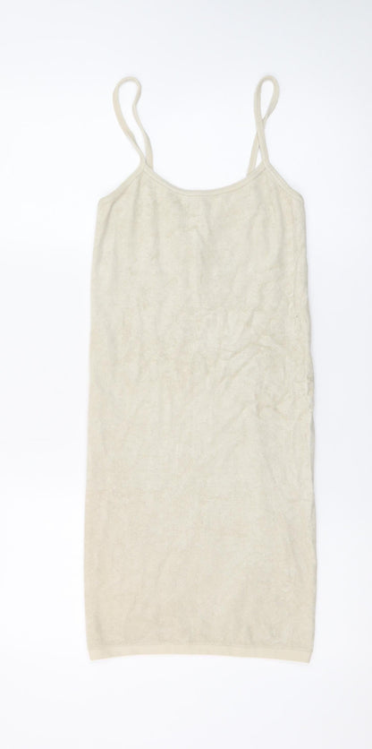 Zara Women Beige XS Slip Dress Sleeveless Knit Viscose Blend