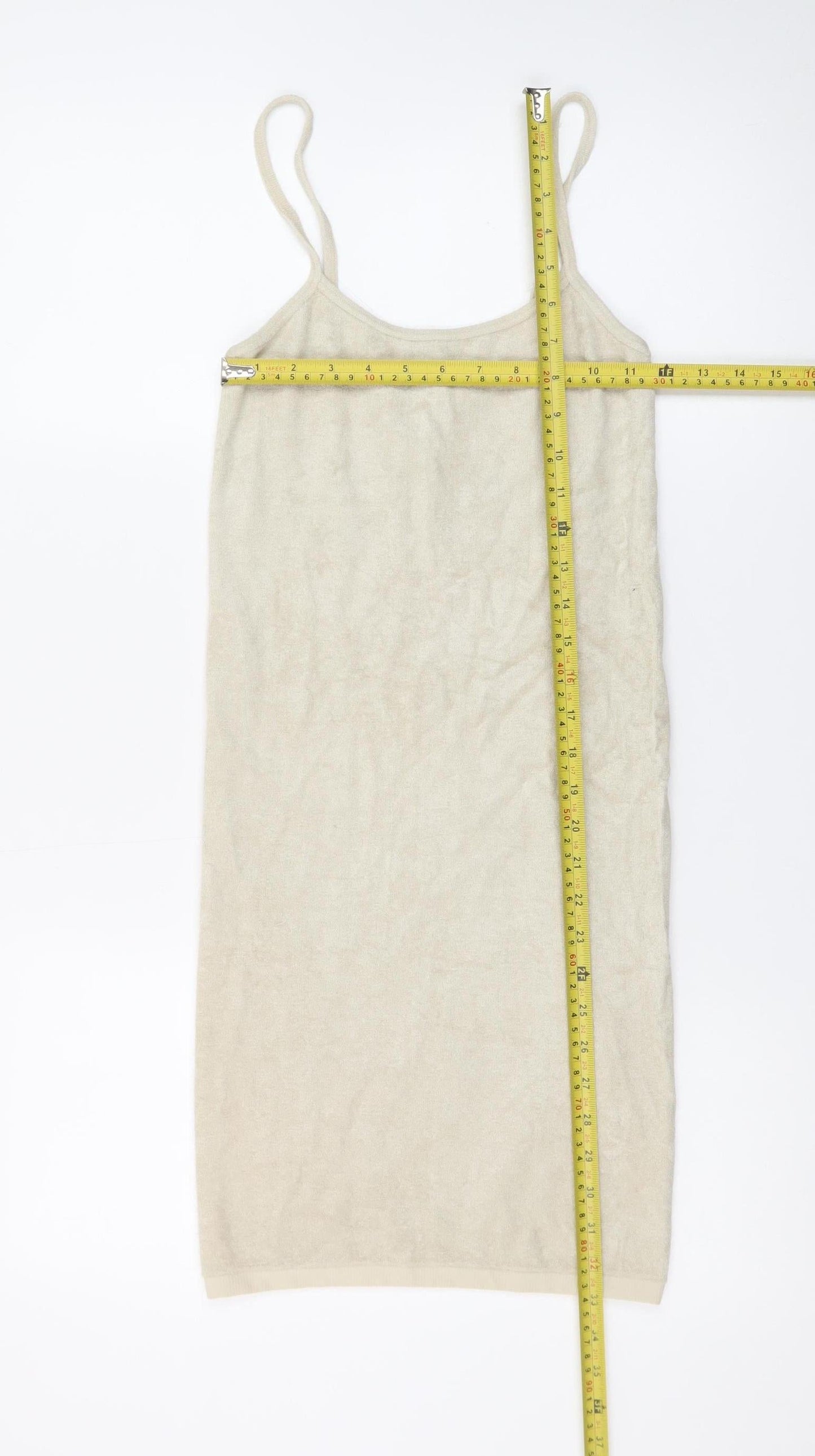 Zara Women Beige XS Slip Dress Sleeveless Knit Viscose Blend