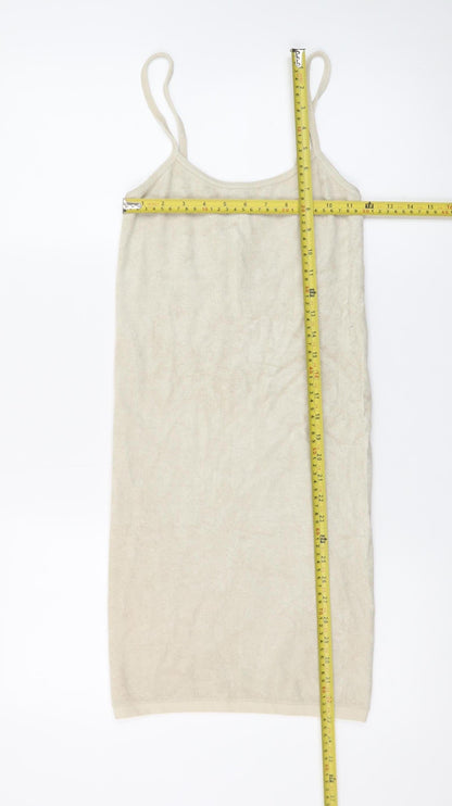 Zara Women Beige XS Slip Dress Sleeveless Knit Viscose Blend