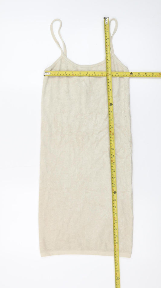 Zara Women Beige XS Slip Dress Sleeveless Knit Viscose Blend