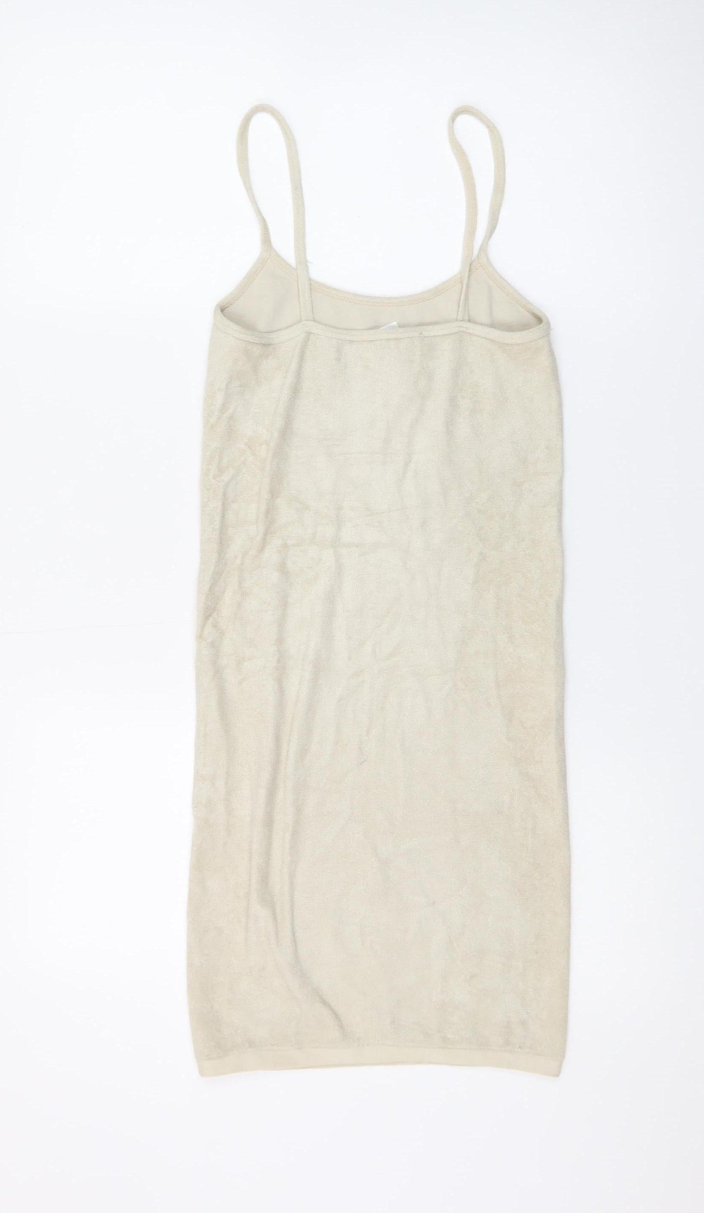 Zara Women Beige XS Slip Dress Sleeveless Knit Viscose Blend