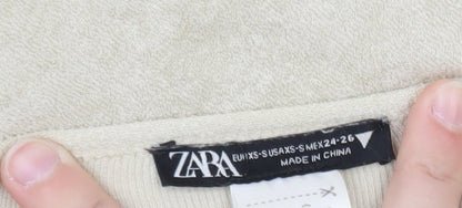 Zara Women Beige XS Slip Dress Sleeveless Knit Viscose Blend
