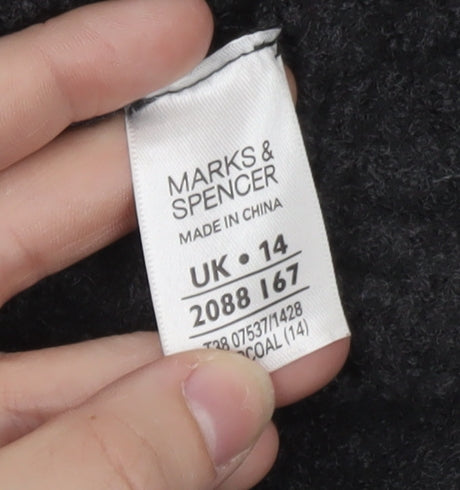 Marks and Spencer Women Grey Wool Ruffle Belted Sleeveless Vest Jumper Size 14