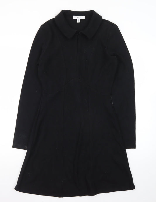 Marks and Spencer Women’s Black Fit & Flare Collared Knee Length Dress Size 8