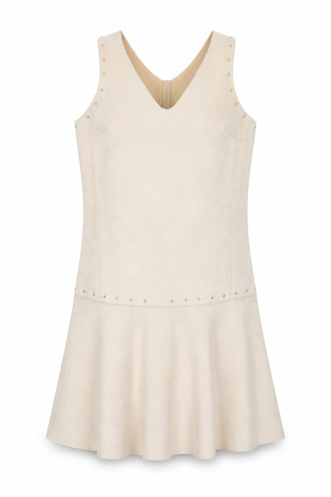 Next Women's Beige Sleeveless Studded Shift Dress Size 8