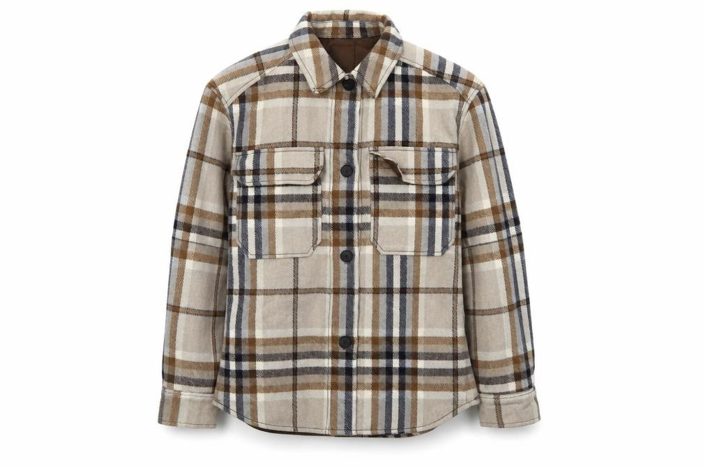 Zara Men's Beige Checked Flannel Button-Up Shirt Size M