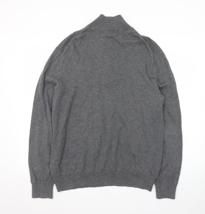 Nautica Men's Grey Cotton 1/4 Zip Jumper Size L Classic Knit
