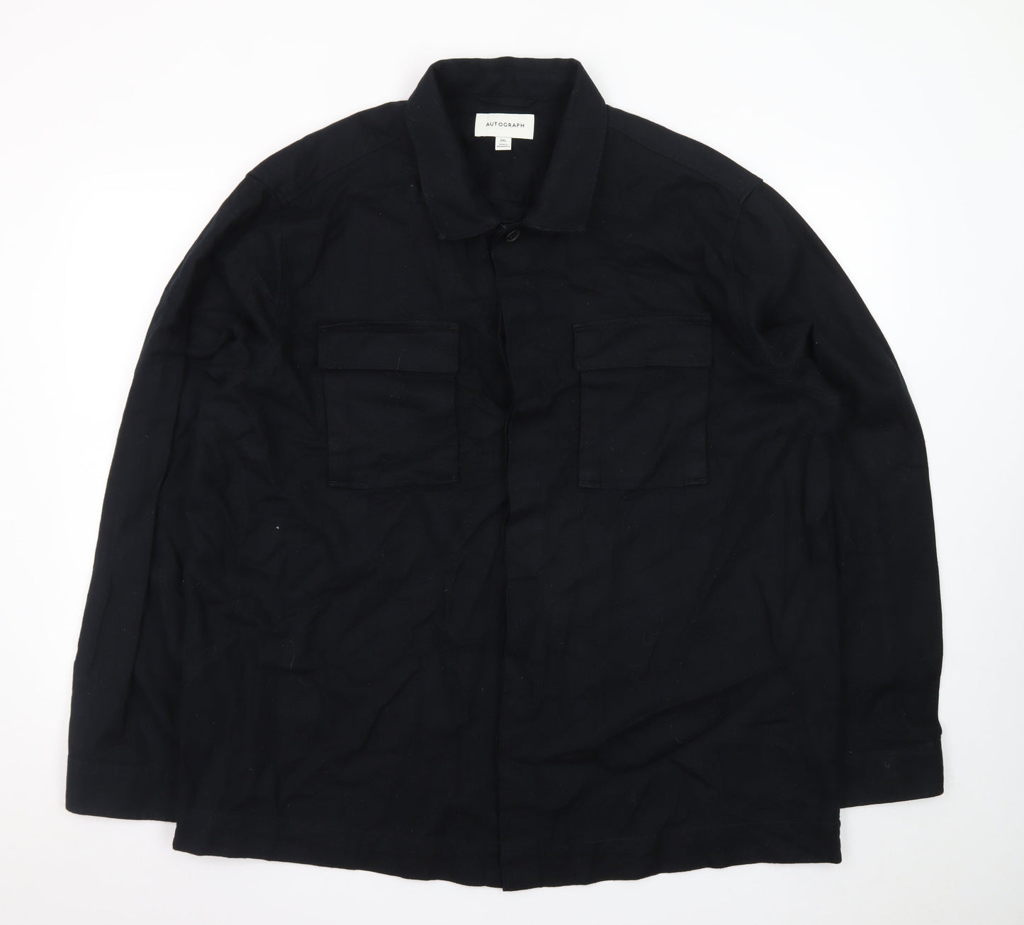 Marks and Spencer Autograph Men’s Black 2XL Cotton Button-Up Shirt