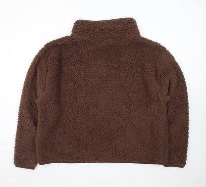 Online Home Shop Women's Brown Fleece Zip Jacket Size L