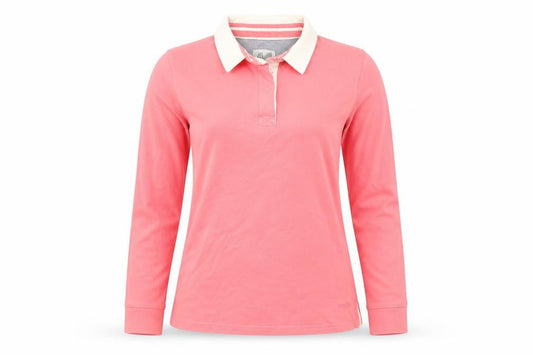 Weird Fish Women's Pink Long Sleeve Collared Polo Top Size 12