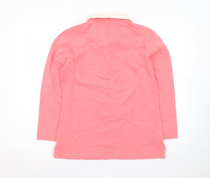 Weird Fish Women's Pink Long Sleeve Collared Polo Top Size 12