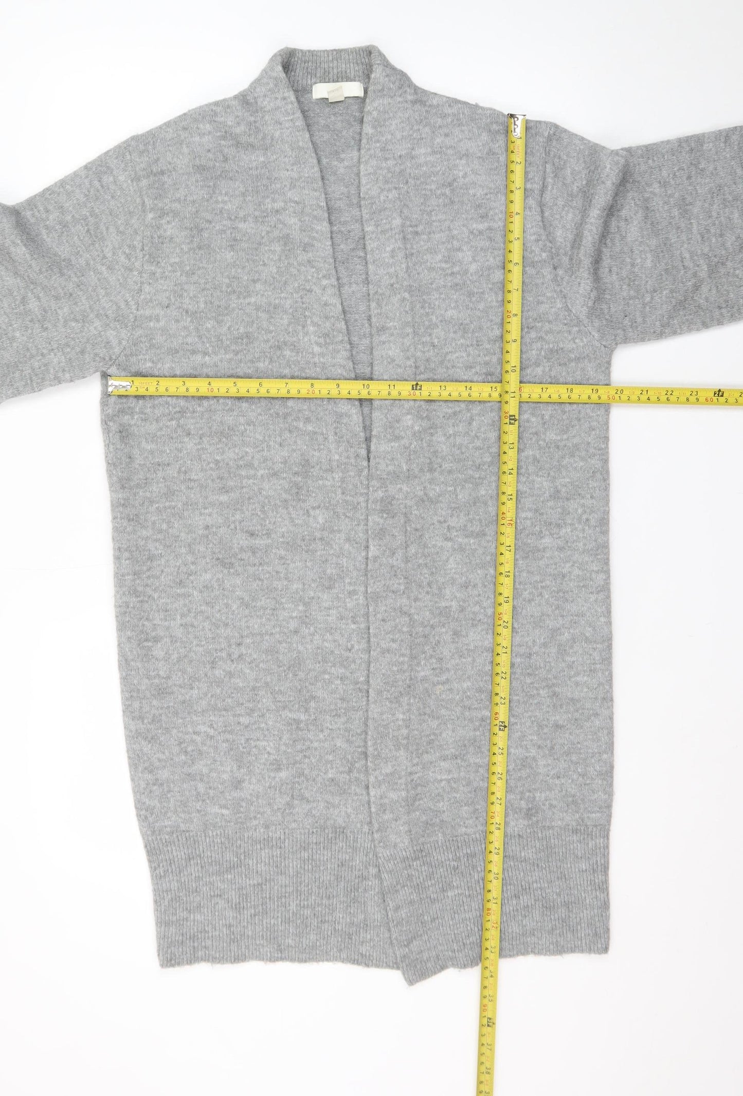 H&M Women Grey Long Sleeve Open Knit Cardigan XS