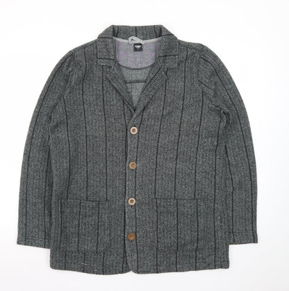 Cotton Traders Men's Grey Wool Herringbone Blazer Jacket M