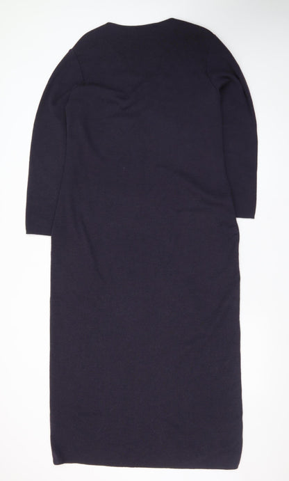 Marks and Spencer Women’s Black Knit V-Neck Wool Blend Sheath Dress Size 16