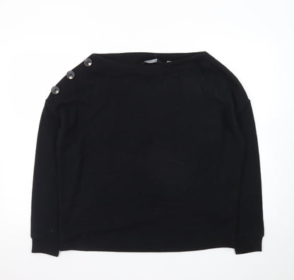 Dorothy Perkins Womens Black UK 12 Button Shoulder Boat Neck Jumper