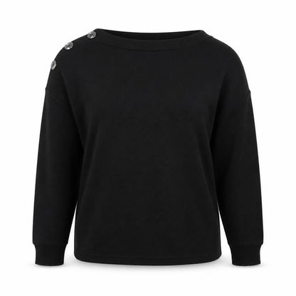 Dorothy Perkins Womens Black UK 12 Button Shoulder Boat Neck Jumper