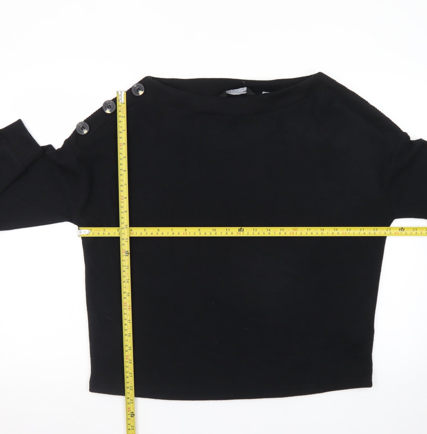 Dorothy Perkins Womens Black UK 12 Button Shoulder Boat Neck Jumper