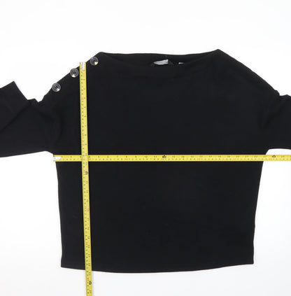 Dorothy Perkins Womens Black UK 12 Button Shoulder Boat Neck Jumper