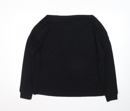 Dorothy Perkins Womens Black UK 12 Button Shoulder Boat Neck Jumper