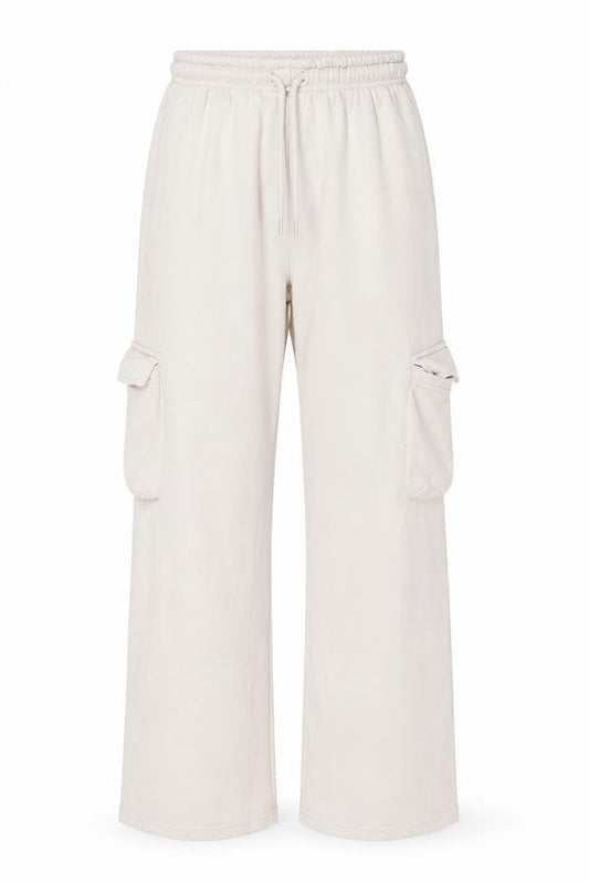 Boohoo Women’s Beige Cargo Fleece Trousers XS Elastic Waist