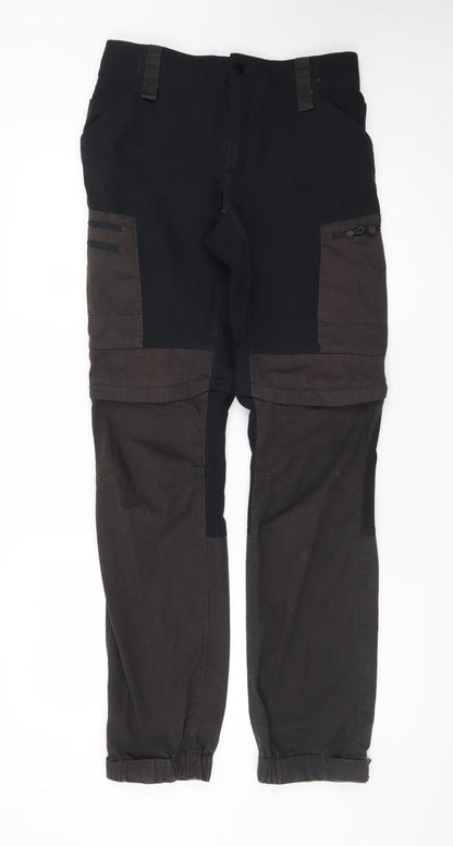 RevolutionRace Men’s Black Cargo Convertible Trousers Size S GPX Zip-Off