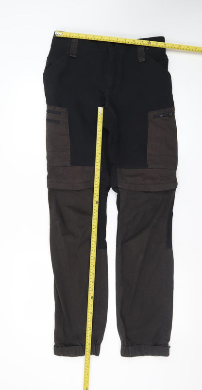 RevolutionRace Men’s Black Cargo Convertible Trousers Size S GPX Zip-Off