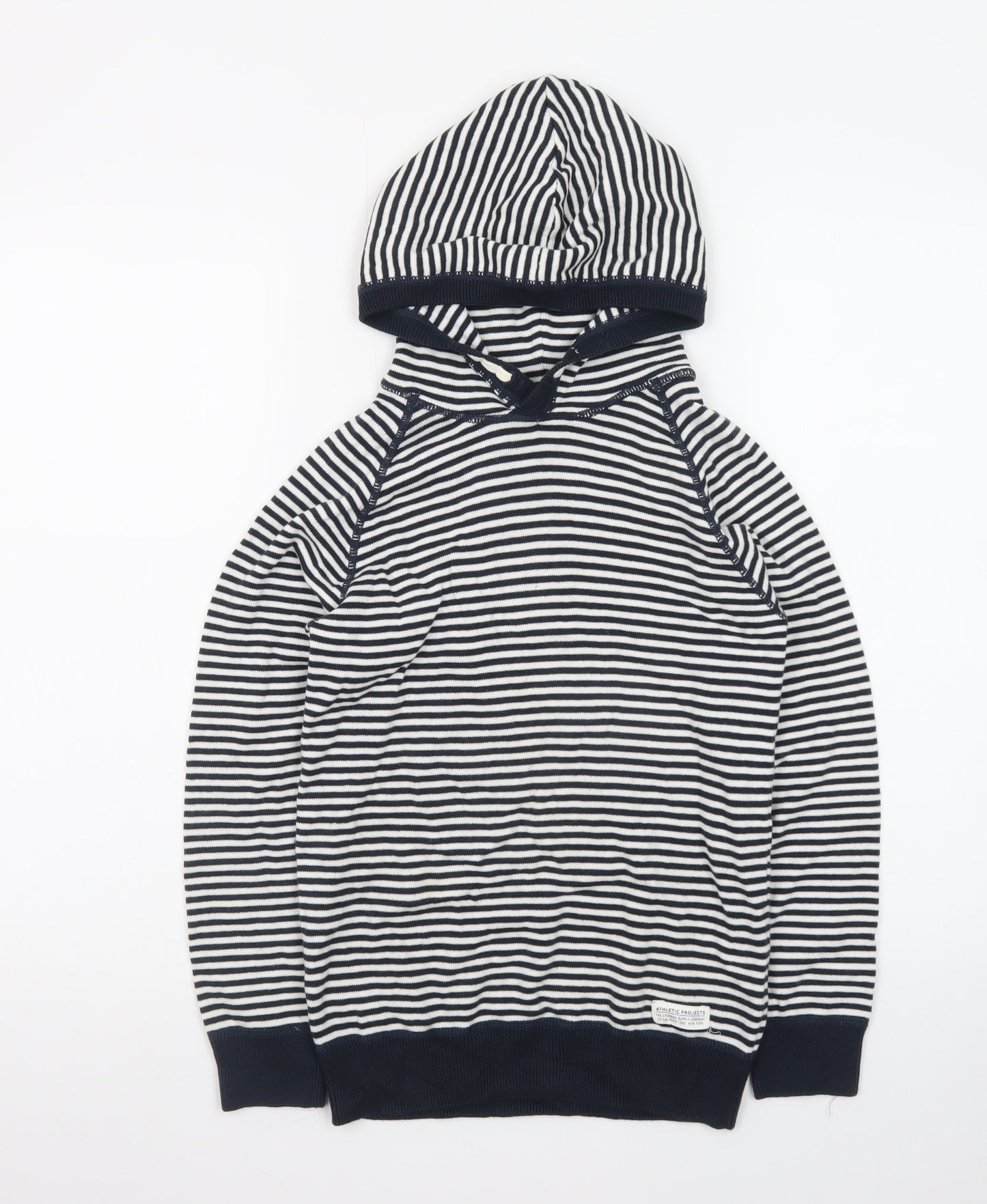 L.O.G.G by H&M Teens Navy & White Striped Cotton Hoodie Size 8-10 Years