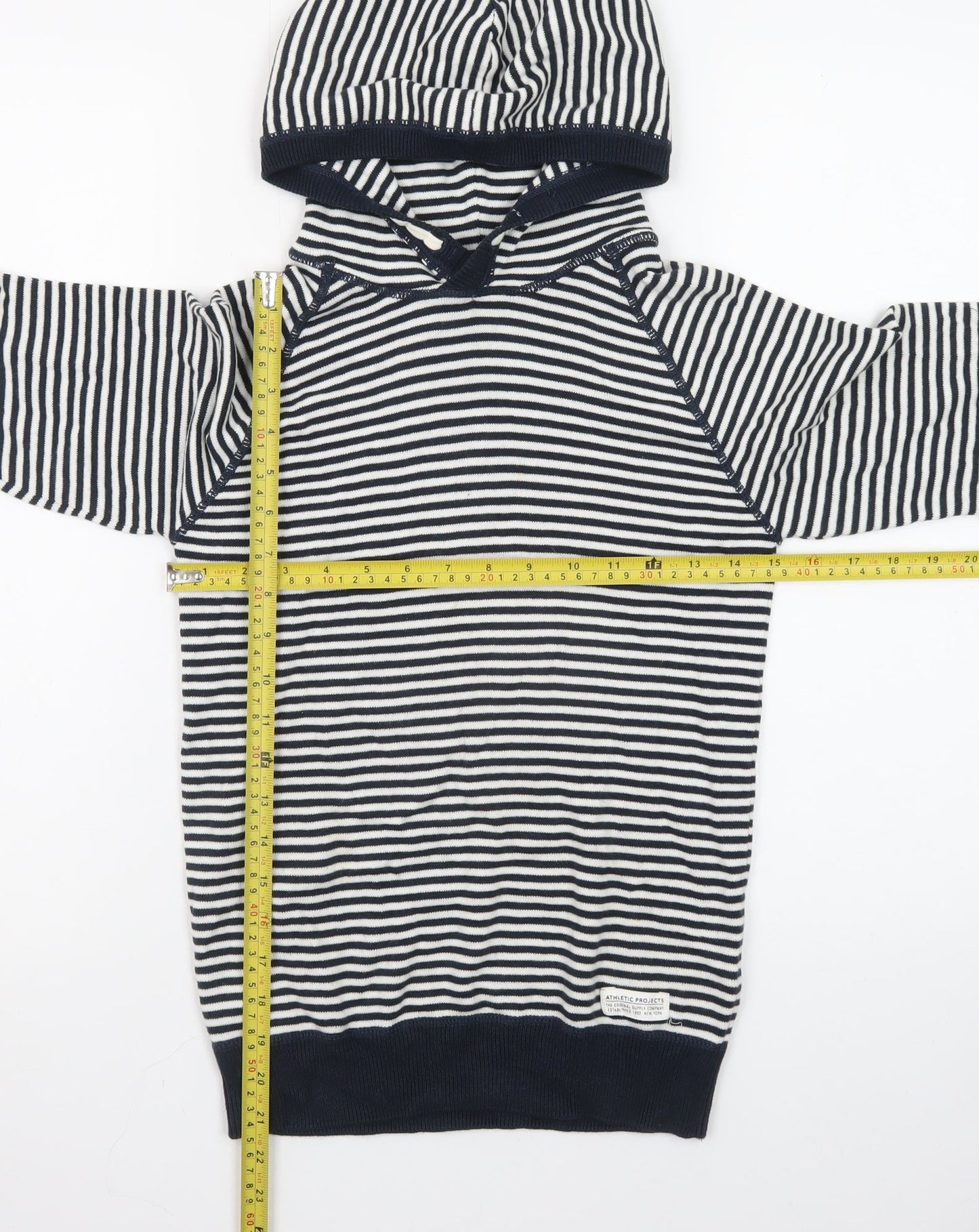 L.O.G.G by H&M Teens Navy & White Striped Cotton Hoodie Size 8-10 Years