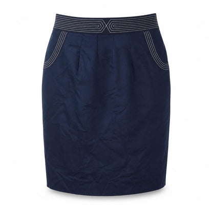 Jaeger Women's Blue Silk Pencil Skirt Size 14 Knee Length