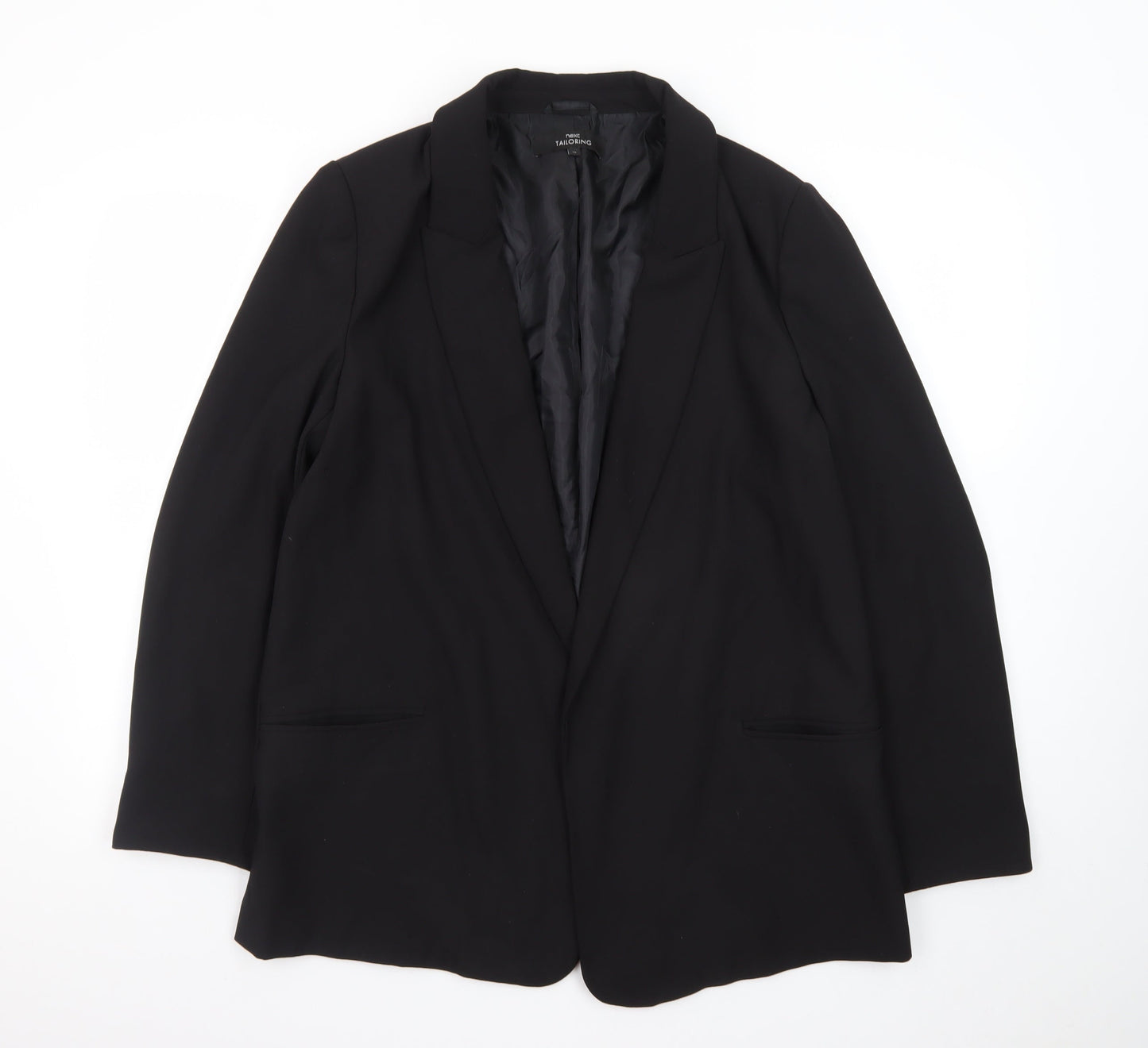 Next Women Black Tailored Single-Breasted Blazer UK 16