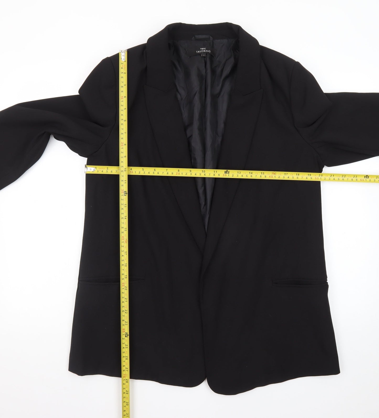 Next Women Black Tailored Single-Breasted Blazer UK 16