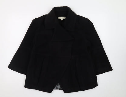 Ronit Zilkha Womens Black Wool Mid-Length Coat Size 12