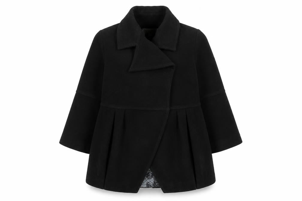 Ronit Zilkha Womens Black Wool Mid-Length Coat Size 12