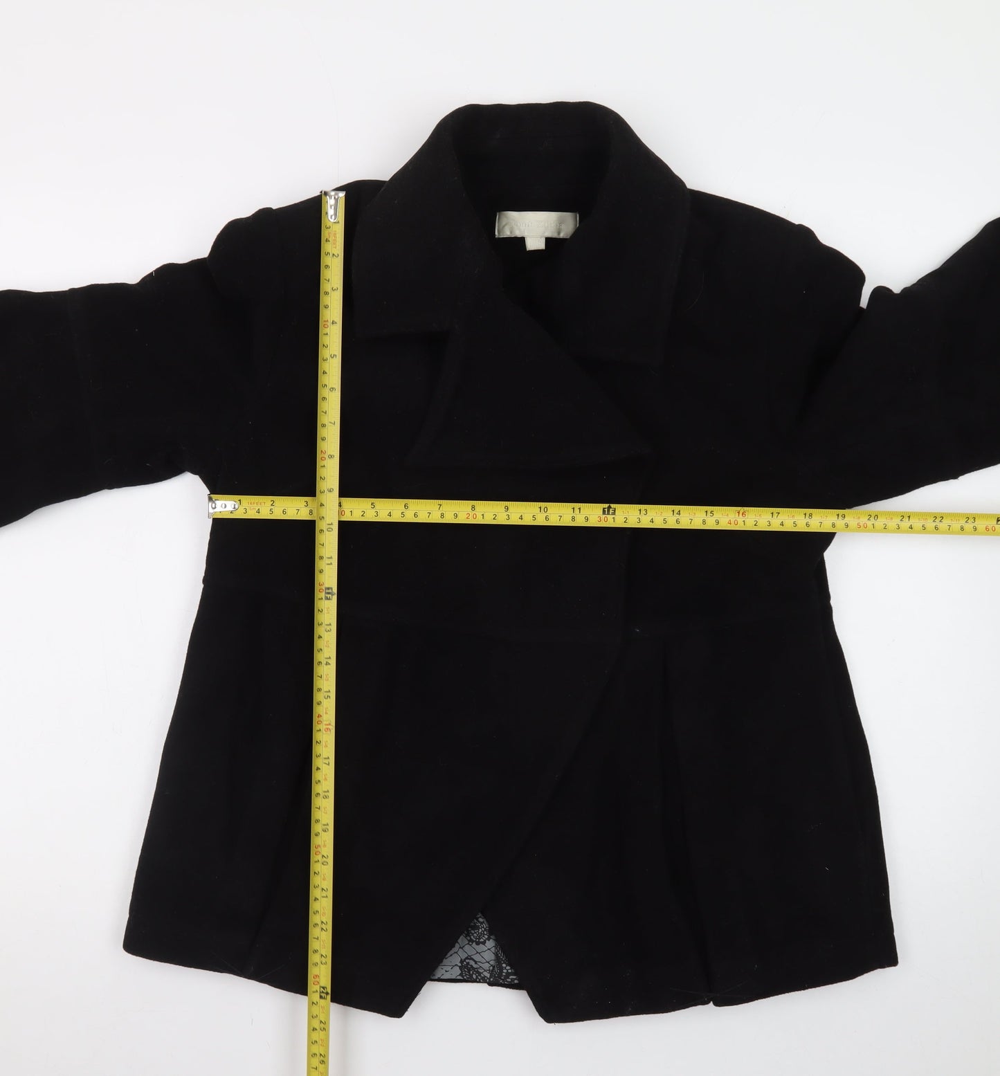 Ronit Zilkha Womens Black Wool Mid-Length Coat Size 12