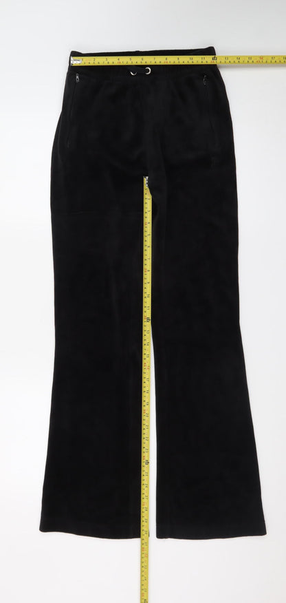 Juicy Couture Women’s Black Velour Flared Sweatpants XS Rhinestone Logo
