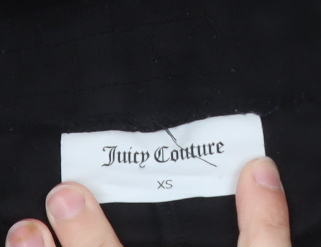 Juicy Couture Women’s Black Velour Flared Sweatpants XS Rhinestone Logo